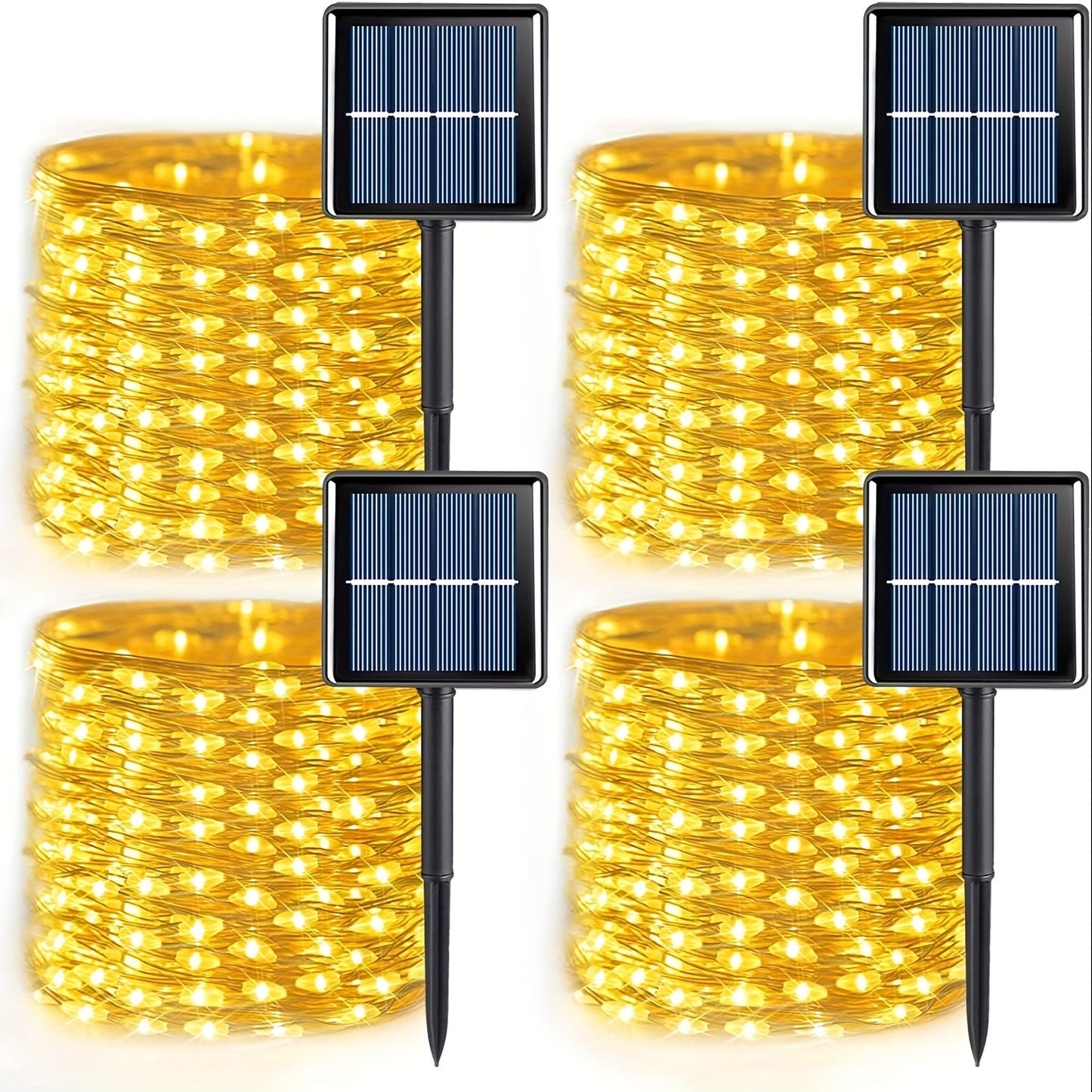 String Lights, 110-LED Solar Copper-Wire Fairy Lights with Eight Modes, Four Colors and 2-, 4- or 8-Pack Options