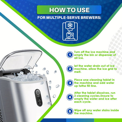 Ice Maker Cleaning Tablets Descaler 12/24/36 Pack, Food Grade Citric Acid Ice Machine Cleaner for Countertop Portable Commercial Ice Makers, Deep Clean Deodorize Remove Limescale