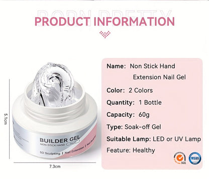 Builder Gel for Nail Extensions and 3D Sculpting, 60g Jar in Clear or Milky White for UV or LED Lamp Curing