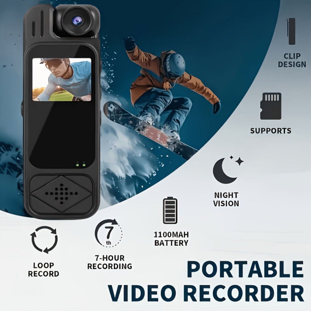 Mini Body Camera 1080P HD with Night Vision & 180° Rotating Lens – 5-Hour Battery, Loop Recording, Infrared IR Lights, USB Rechargeable for Outdoor Sports, Travel & Personal Security