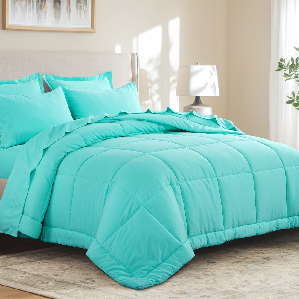 7 Piece Comforter Set Luxury Soft Fluffy Bedding All Season Bed in a Bag with Comforter Fitted Sheet Flat Sheet Pillowcases Hypoallergenic Breathable Easy Care Queen King Twin XL Full