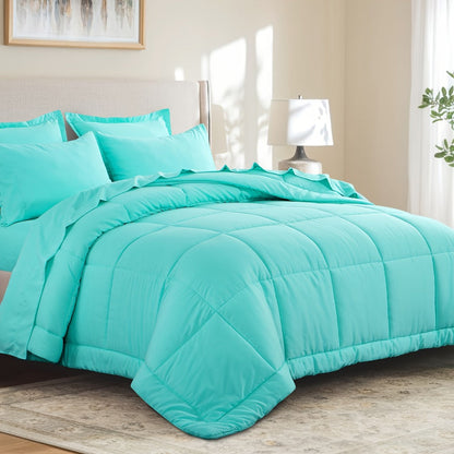 7 Piece Comforter Set Luxury Soft Fluffy Bedding All Season Bed in a Bag with Comforter Fitted Sheet Flat Sheet Pillowcases Hypoallergenic Breathable Easy Care Queen King Twin XL Full
