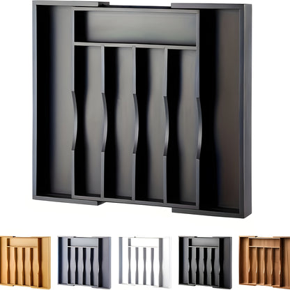 Expandable Eight-Compartment Drawer Organizer for Cutlery with Black, Grey or White Color Options
