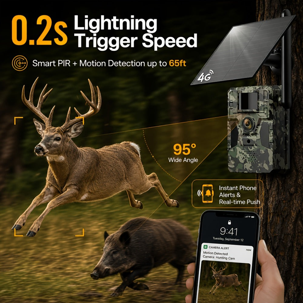4G Cellular Trail Camera 2K No WiFi Required with Phone App Remote View, Wireless Game Camera for Deer Hunting