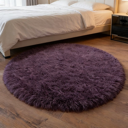 Area Rug Fluffy Faux-Fur Shag in Solid, Tie-Dye and Ombre Colors with Six Retained Room Sizes