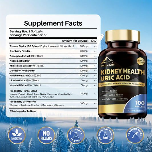 Uric Acid Balance Supplement 100 Capsules 50 Day Supply with Tart Cherry, Celery Seed & Citric Acid for Kidney Health, Cardiovascular Support & Antioxidant Defence for Men & Women