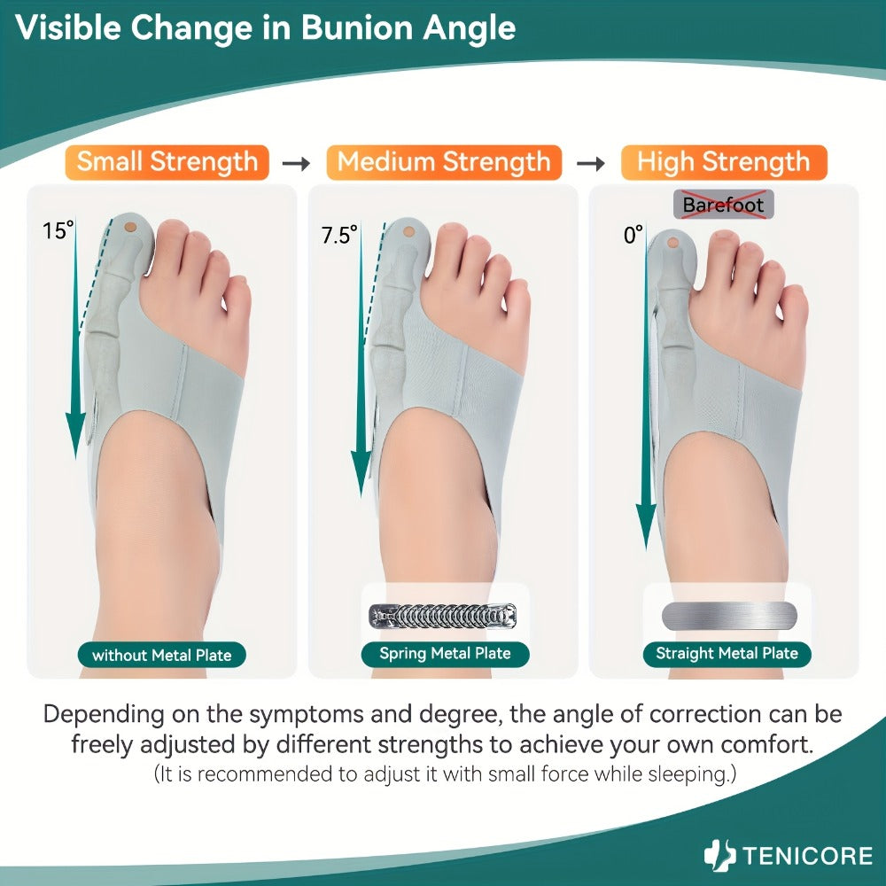 Four-Point Big Toe Separator Sleeve Pair in Medium or Large with Heel Strap and Open-Toe Design