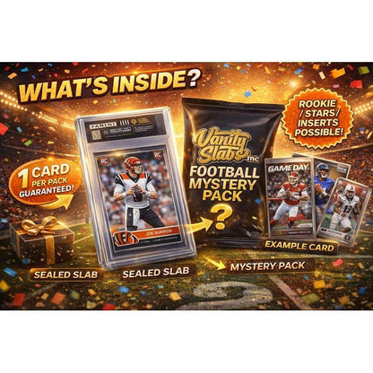 Sports Trading Cards, Football Vanity Slab with Red Label or Two-Slab Options for Display Collections