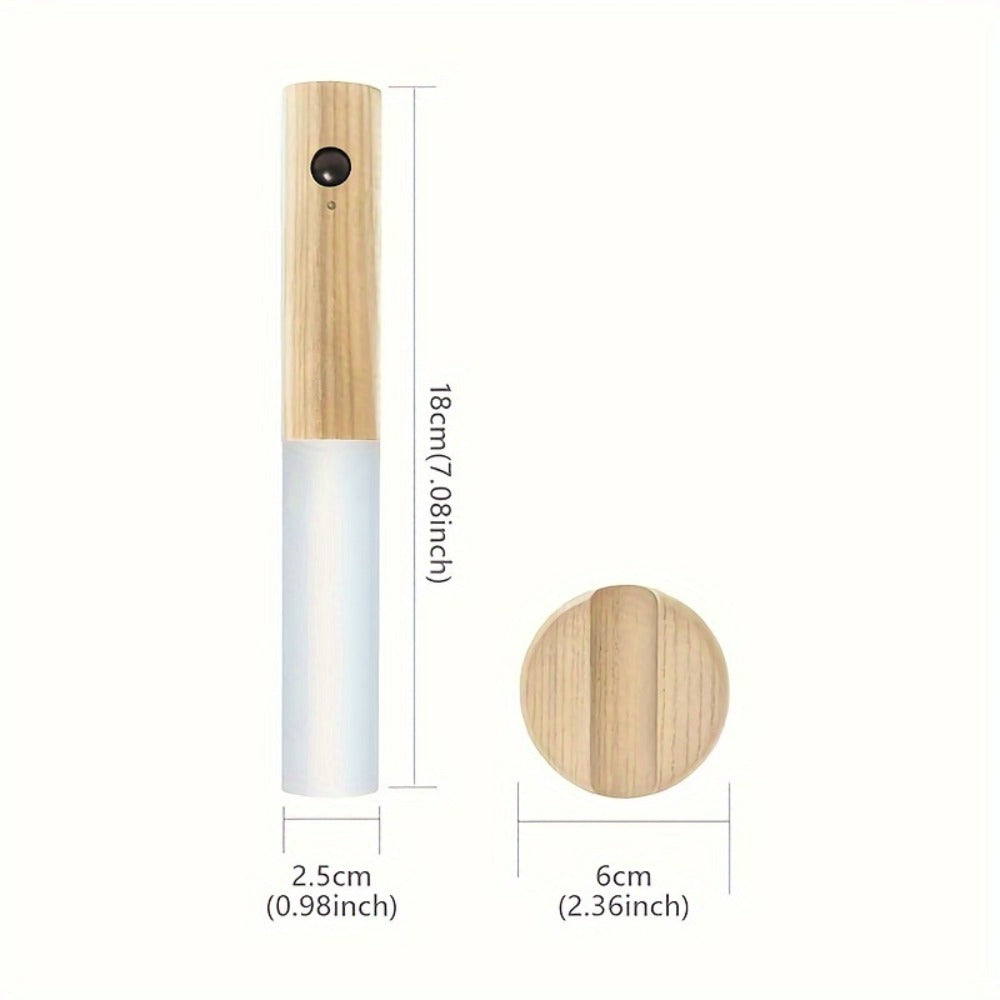 Motion Night Light Rechargeable LED – IPX4 Waterproof Wood Grain & Walnut Under Cabinet Step Lamp for Staircase, Hallway, Wardrobe, Closet & Indoor Walls (2 or 4 Pack)