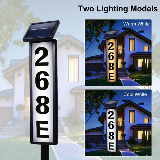 Solar House Number Light LED – DIY Address Sign with 38 LEDs, Switchable Warm & Cool White, IP44 Weatherproof, 270° Solar Panel, Auto On/Off for Home, Yard, Farm & Garden