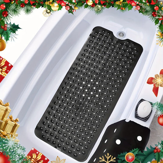 Non-Slip Shower Mat with Suction Cups & Massage Rings - Quick Drain Bath Mat for Shower, Bathtub, Hotel & Bathroom - Round Hole Design Anti-Slip Rug