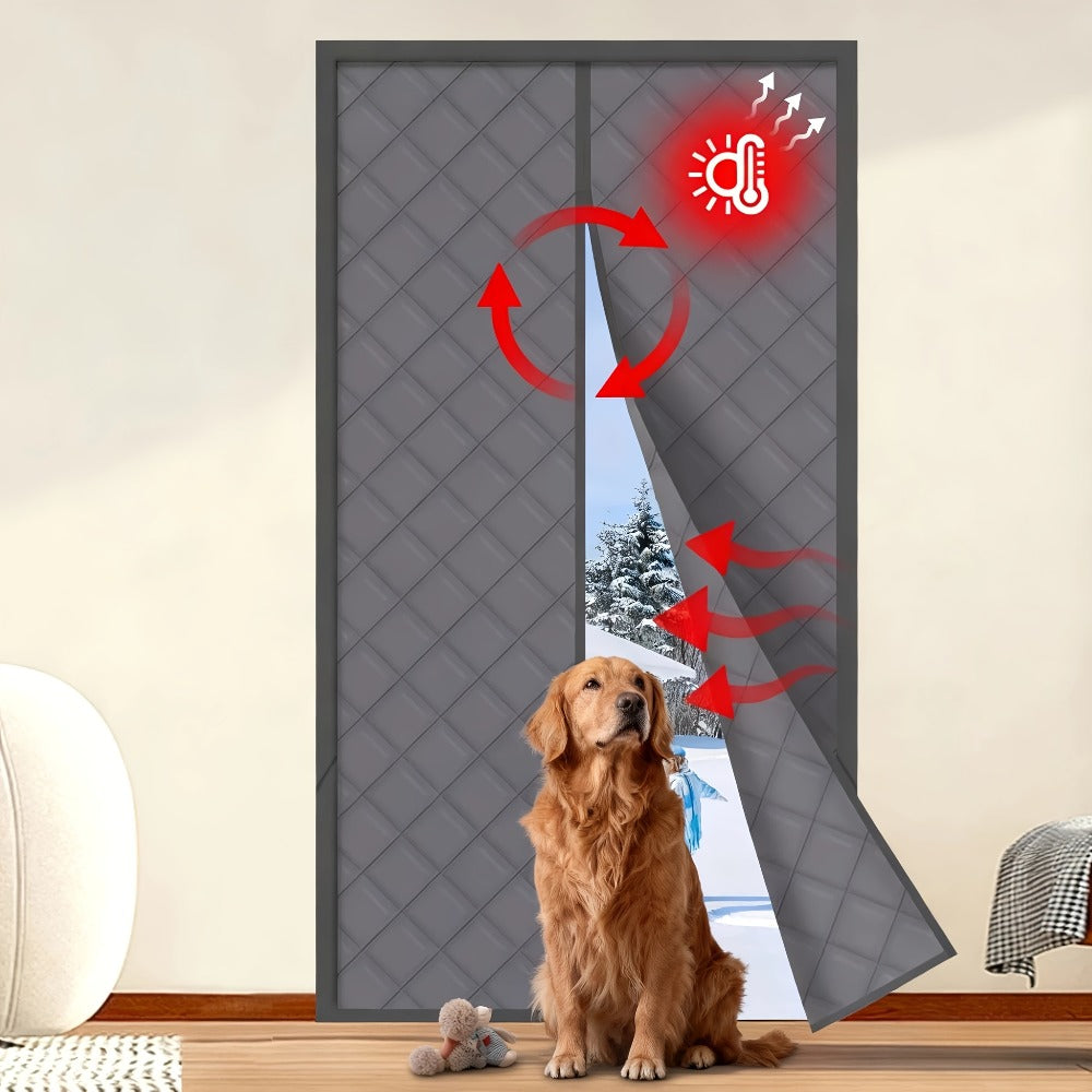 Quilted Magnetic Door Curtain in Grey or Brown with Six Exact Widths and 82.7-Inch Listed Length