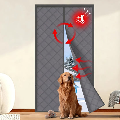 Quilted Magnetic Door Curtain in Grey or Brown with Six Exact Widths and 82.7-Inch Listed Length