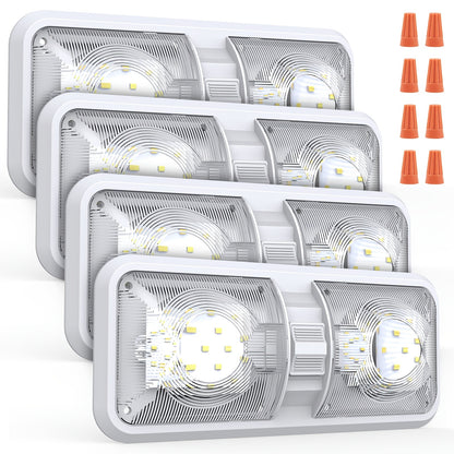 RV LED Interior Light 12V – 1000LM Dome Ceiling Light with Switch for Camper Trailer Boat Car, 8W Natural White (4 Pack)