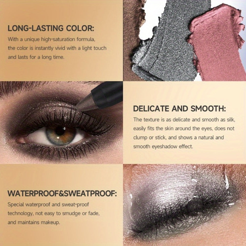 Nine-Piece Metallic Eyeshadow Stick Set with Brush in the Exact 9pcs Checkout Configuration