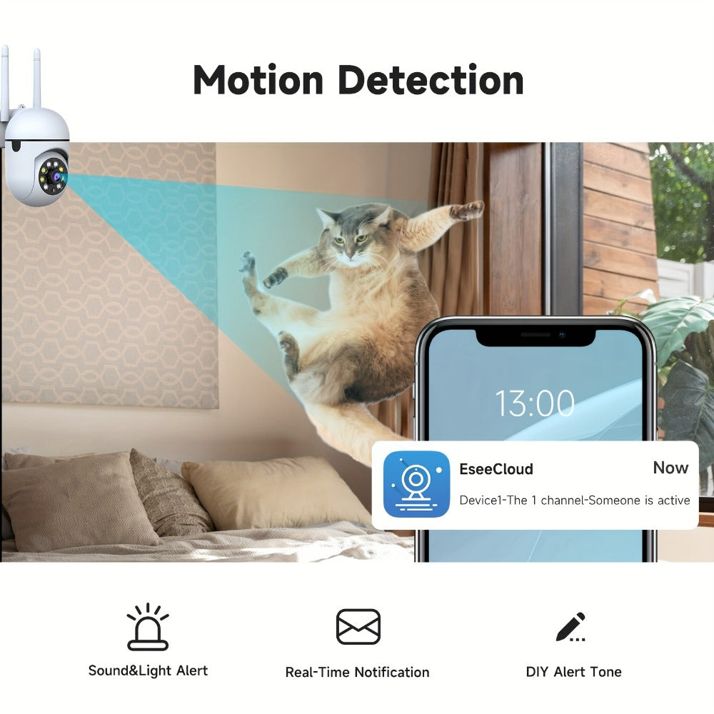 Indoor Security Camera 2-Pack with 355° Pan-Tilt, Night Vision, Two-Way Audio and Connection Options