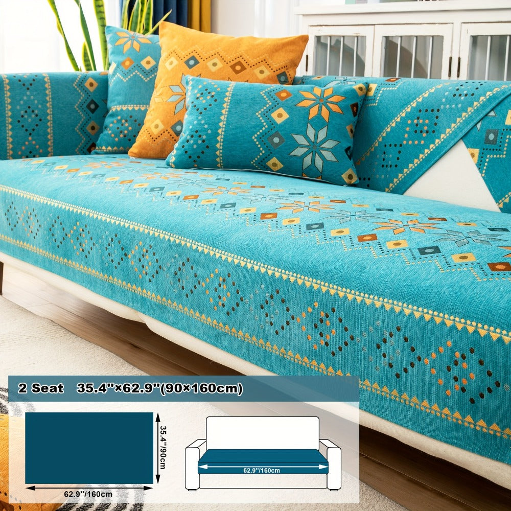 Sofa Cover Bohemian Geometric Panels for 1 to 4 Seats, Armrest or Backrest in Five Color Options