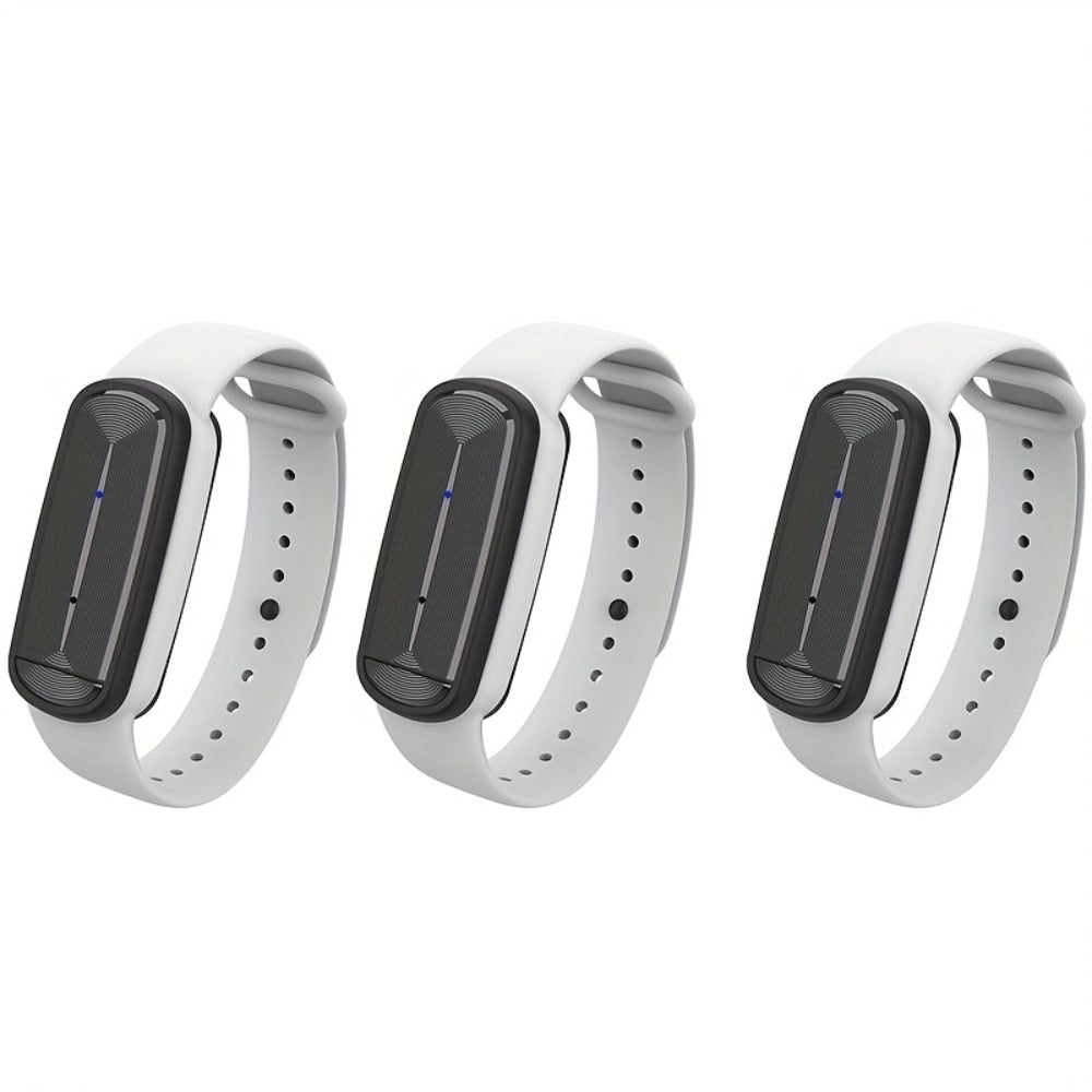 Ultrasonic Mosquito Repellent Bracelet 3-Pack – USB Rechargeable Intelligent Bug Repellent Wristband for Camping, Outdoor, Hiking & Travel, Waterproof Mosquito Control Bracelet for Adults & Kids