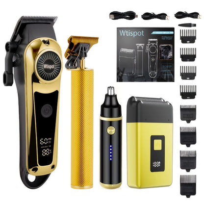 Cordless Hair Clipper & Beard Trimmer Set for Men — USB Rechargeable with Battery Indicator, 4 Comb Attachments, Professional Home Barber Kit for Hair Cutting & Grooming, Travel-Ready Gift for Men
