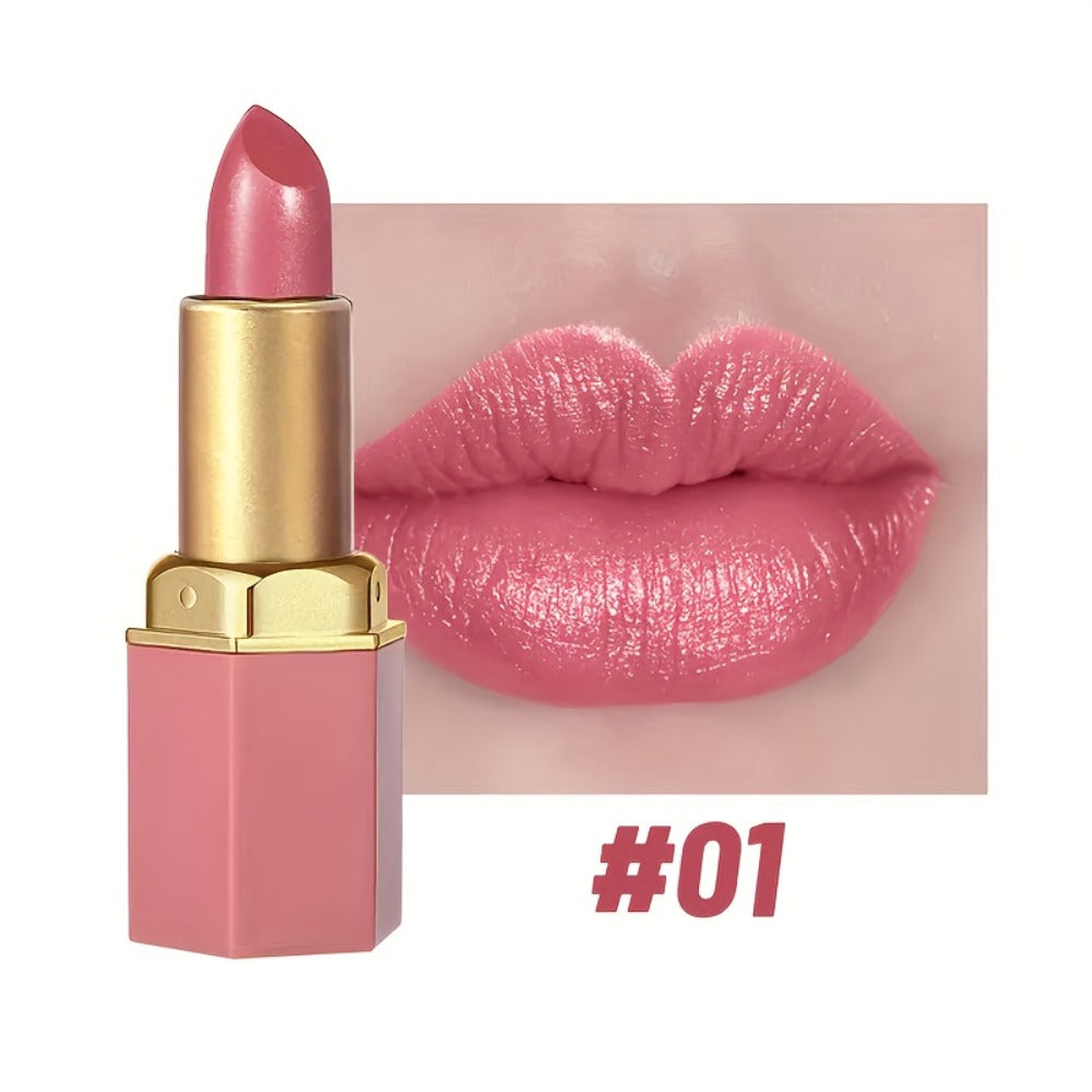 Lipstick Set, Vivid Veu 6-Piece Glossy Cream Bullet Collection with Pink, Rose, Berry and Mauve Colors