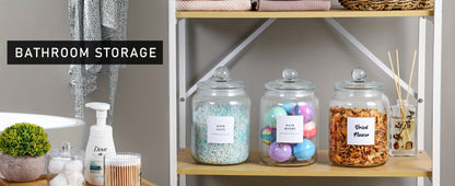 Wide-Mouth Glass Storage Canisters with Lids, Labels and Spoons in Five Pack Configurations