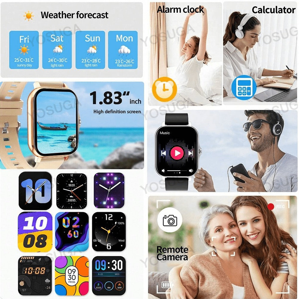 Smartwatch 1.83 Inch with Extra Strap Set, Wireless Calling, Sport Modes, Alarm and Pedometer
