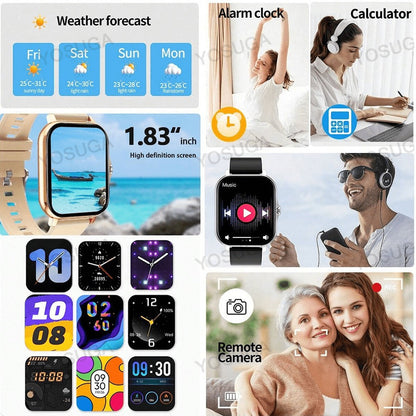 Smartwatch 1.83 Inch with Extra Strap Set, Wireless Calling, Sport Modes, Alarm and Pedometer
