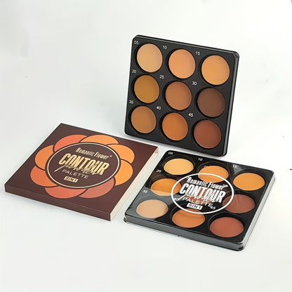 Matte Contour Palette 9 Colors Face Contouring Bronzer Kit Deep Brown Tones Buildable Blendable Multi-Use multi-use Sculpting Makeup for