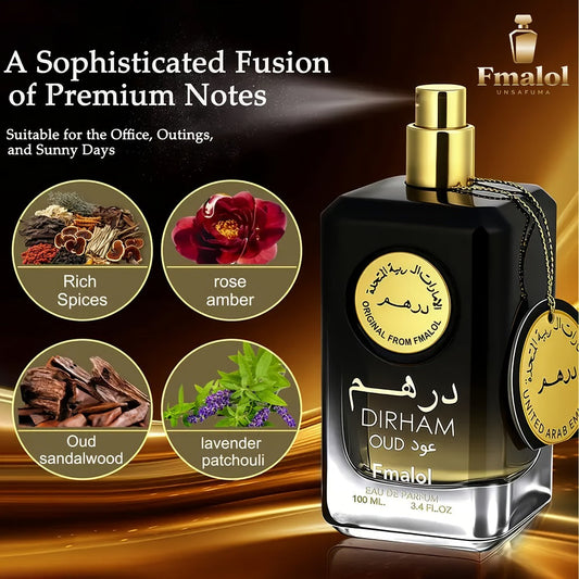 Oud Cologne Gift Set for Men Luxury Arabian Eau de Parfum Long Lasting Citrus Woody Scent Elegant Gift Box for Him 1.7oz 3.4oz Birthday Anniversary