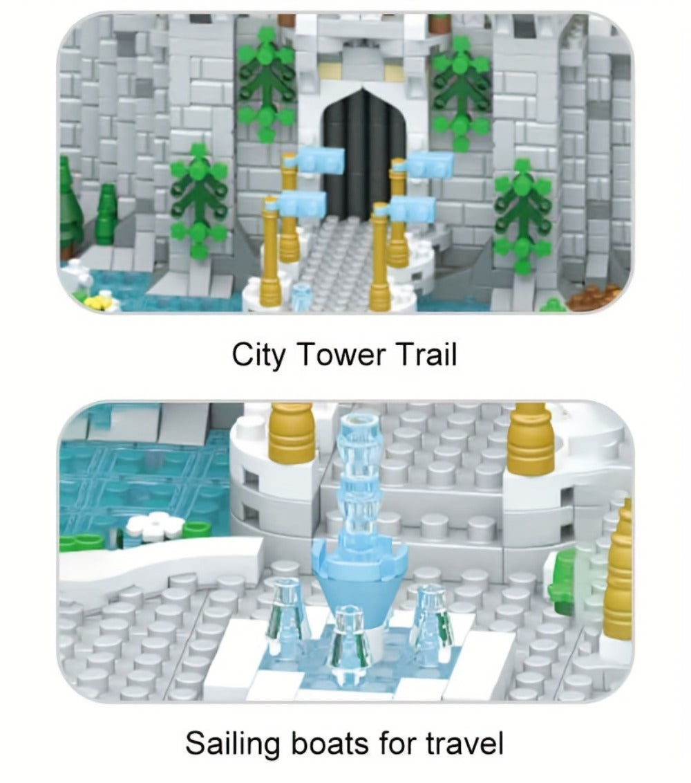 Fairytale Princess Castle Micro Building Block Set with 3,600 Pieces, 26 cm Display Base for Ages 14+