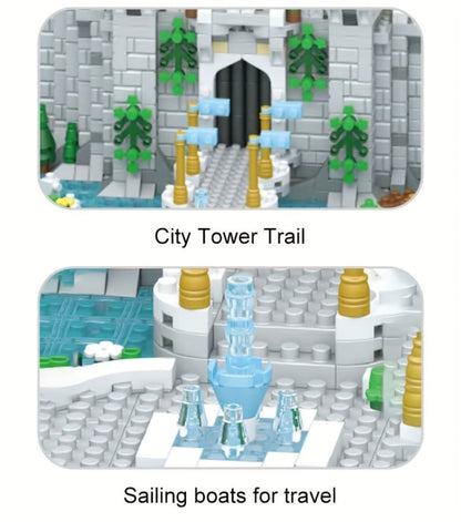 Fairytale Princess Castle Micro Building Block Set with 3,600 Pieces, 26 cm Display Base for Ages 14+