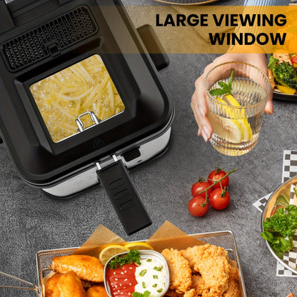 Countertop Deep Fryer with 1.5L to 6L Capacity Options, Windowed Lid and Rotary Temperature Control