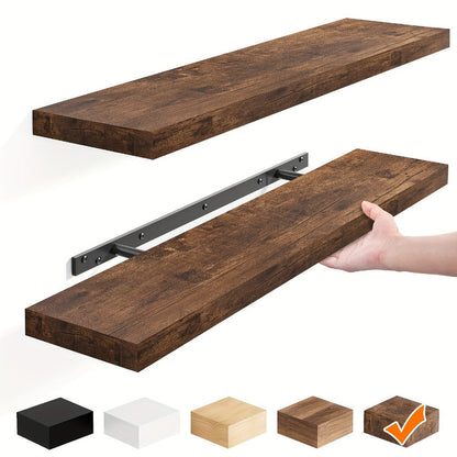 Floating Wall Shelf Set with Concealed-Style Brackets, Multiple Finishes and 4- or 6-Piece Options