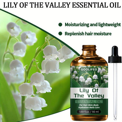 Lily of the Valley Body Oil Blend in a 50ml Amber Dropper Bottle with Floral Green Label Design