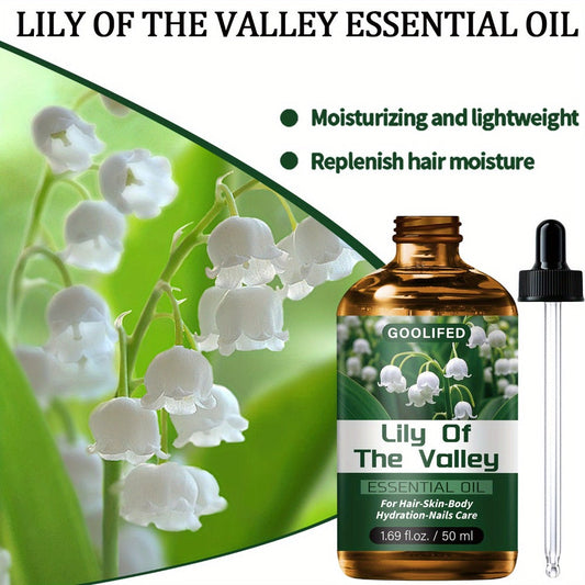 Lily of the Valley Body Oil 50ml Deep Moisturizing No-Methanol Multipurpose Hydrating Oil for Dry Skin Hair Nails — Fresh Floral Scent Conditioning Unisex Skin Care Essential Oil