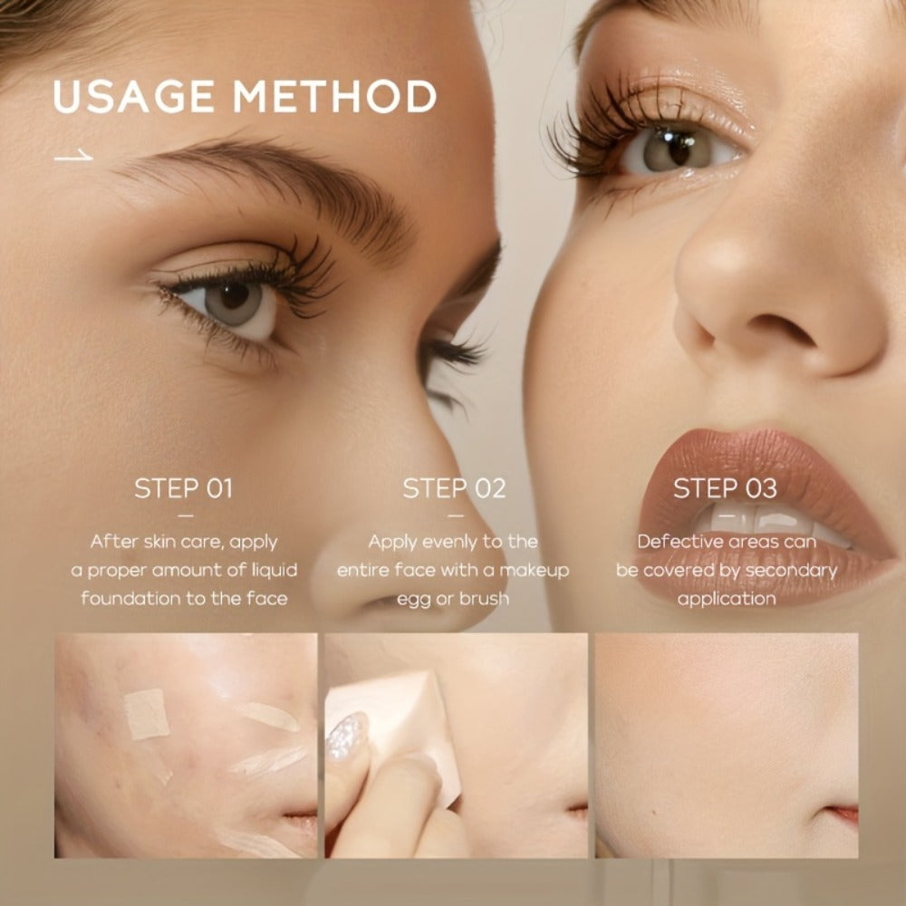 Full Coverage Liquid Foundation Set 3 & 5pcs 30ml — Moisturizing Waterproof Long-Wearing Foundation, Flawless Finish for All Skin Types, Shades: Soft Ivory, Natural & Tan