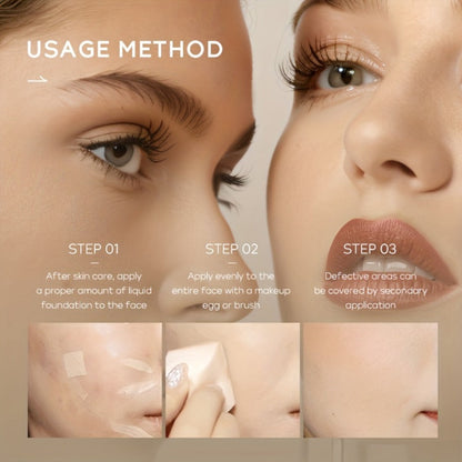 Full Coverage Liquid Foundation Set 3 & 5pcs 30ml — Moisturizing Waterproof Long-Wearing Foundation, Flawless Finish for All Skin Types, Shades: Soft Ivory, Natural & Tan