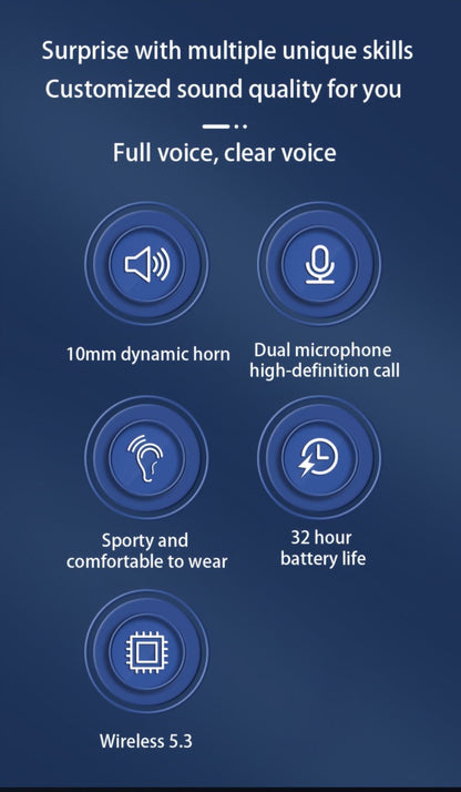 Wireless Earbuds Bluetooth 5.4 Open-Ear Sport Hooks with 24-Hour Playtime and LED Case for Running