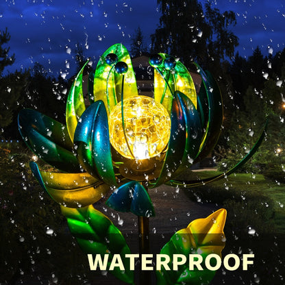Solar Garden Light Rotating Windmill Flower with Color-Changing LED and Purple or Blue Options