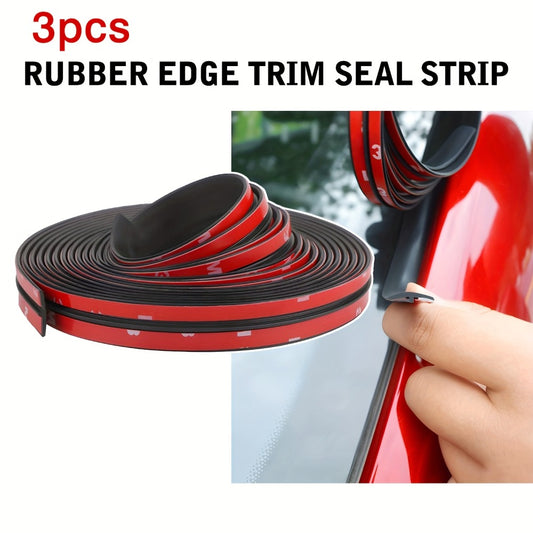 Windshield Seal Strip 3pcs 30ft - Premium Rubber T-Seal Weatherstrip for Car Windshield, Sunroof & Rear Window, Noise Reduction & Weatherproofing, Fits Most Cars