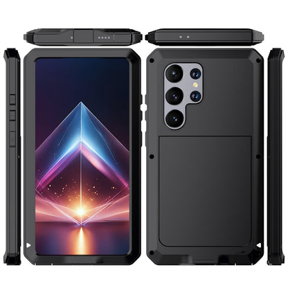 Phone Case Heavy Metal Frame with Built-In Glass Screen Protector and S Pen Access for Galaxy S23/S24 Ultra