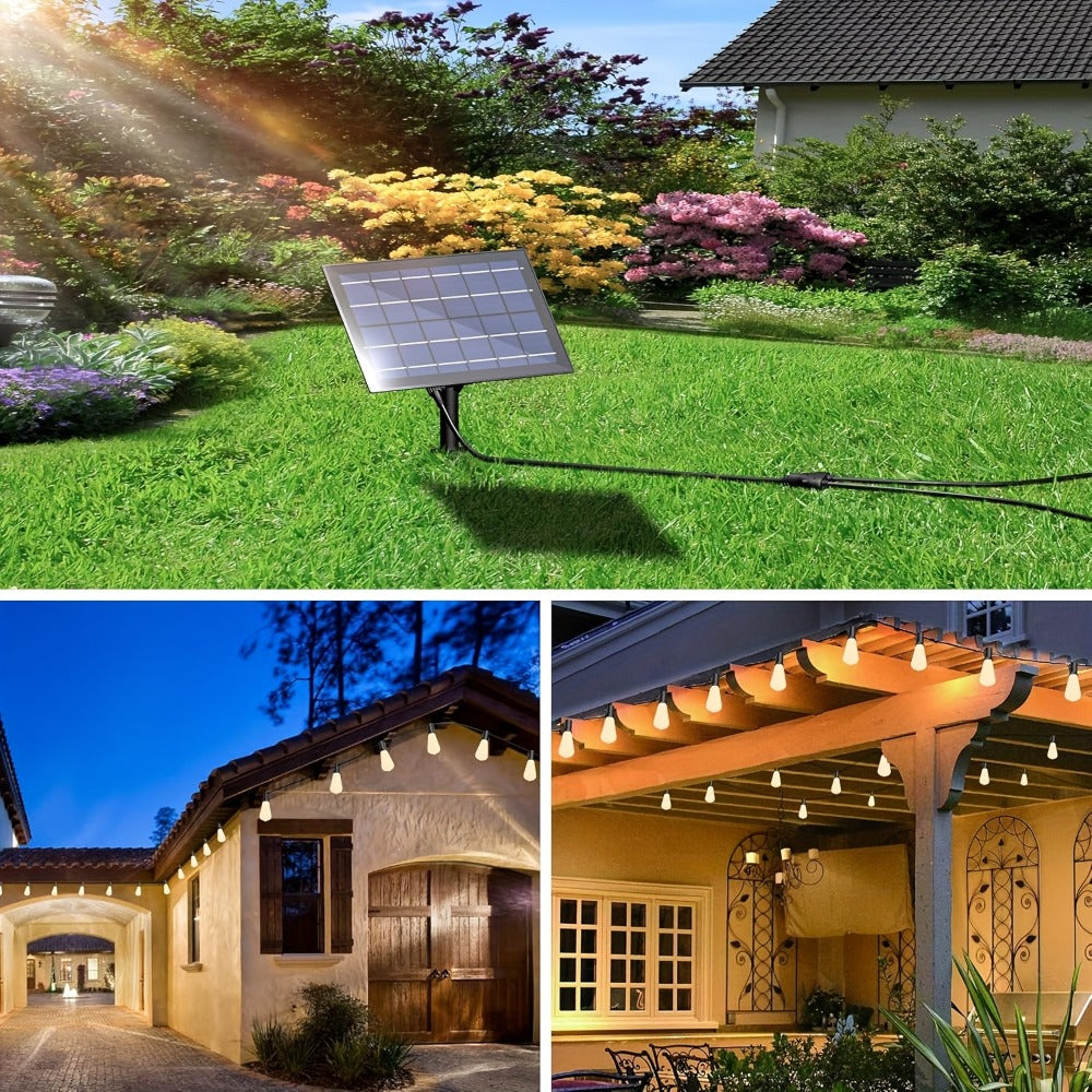 Solar String Lights in 39, 50, 72, 100 or 105-Foot Options with Spherical Bulbs, Warm or Cool White and Remote Control