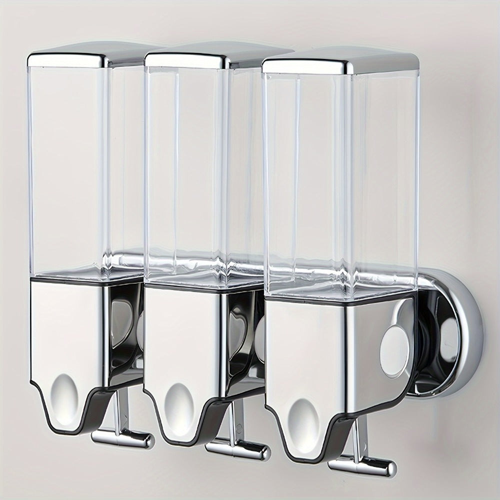 Three-Bottle Wall-Mounted Soap Dispenser Set with 16.91 oz 500 ml Source Capacity in Five Finish Options