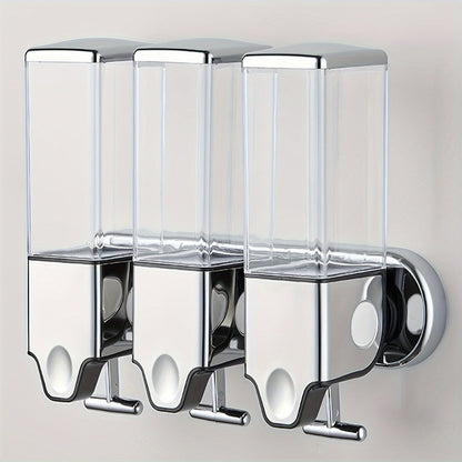 Three-Bottle Wall-Mounted Soap Dispenser Set with 16.91 oz 500 ml Source Capacity in Five Finish Options