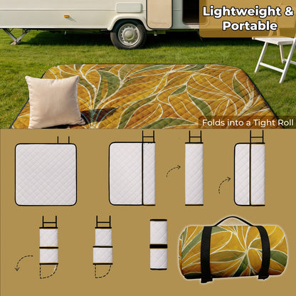 Large Padded Picnic Blanket with Roll-Up Carry Straps and Five Evidence-Bound Pattern Options