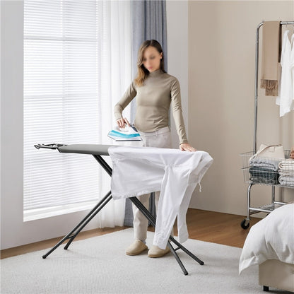 Ironing Board Full Size Adjustable Height Foldable Iron Board with 4-Leg Stand 4-Layer Thick Pad Iron Rest Safety Lock for Home Dorm Laundry Room