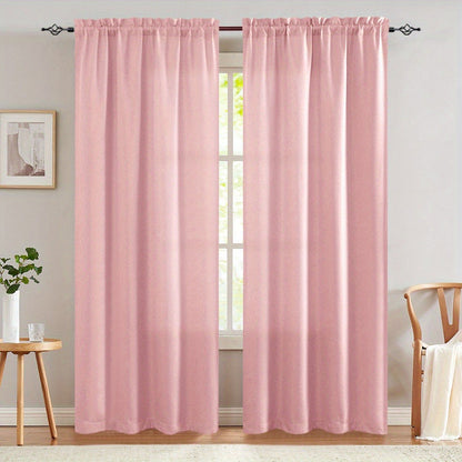 Two-Panel Solid Window Curtain Set with Rod-Pocket Top, 40 x 95-Inch Size and Two Color Options