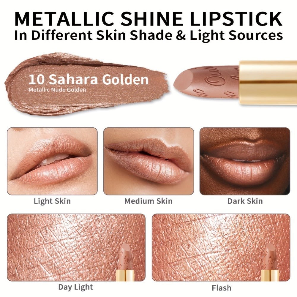 Lipstick Set, Oulac 3-Piece Metallic Finish Collection with Set 4 or Set 5 Color Selections