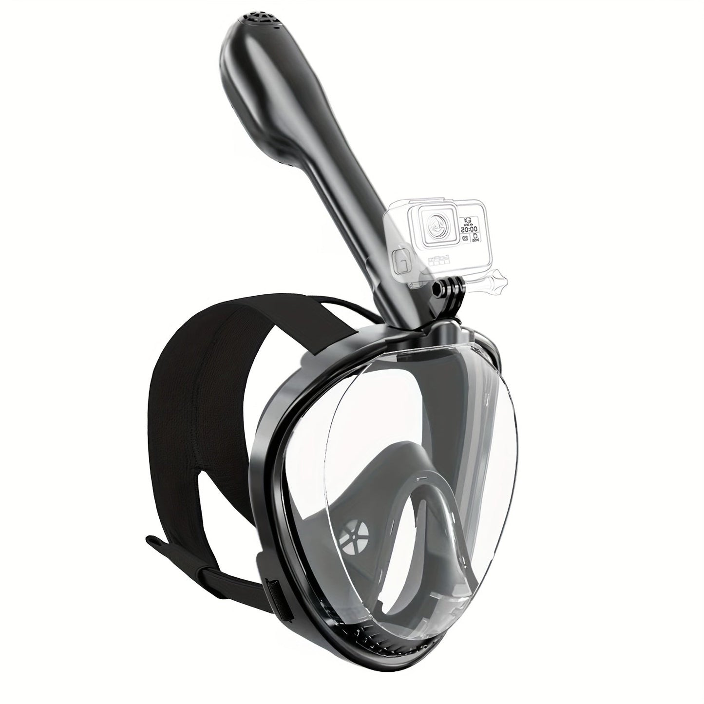 Full Face Snorkel Mask 180° Panoramic View Anti-Fog Anti-Leak Snorkeling Mask with Dry Top Breathing System and Removable Camera Mount for Adults Men Women - Safe Comfortable Diving Mask