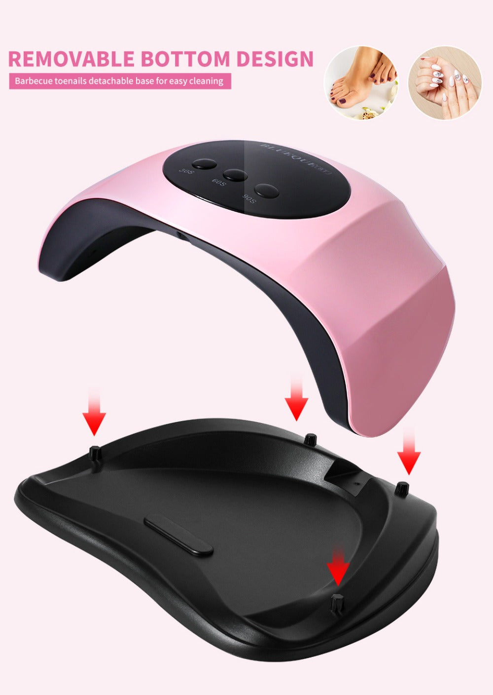 8T UV LED Nail Lamp with 24 Light Beads, Infrared Hand Sensor, 30/60/90s Timers and Two USB Styles